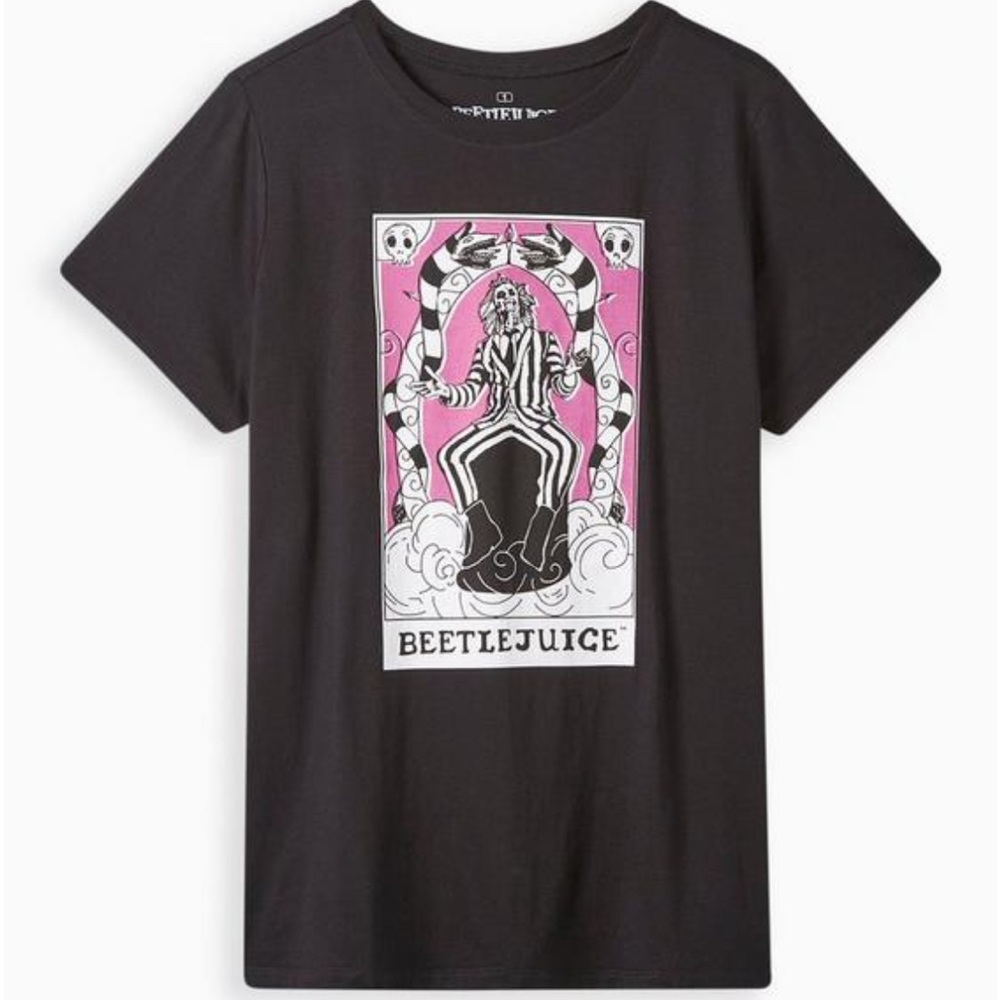 NWT TORRID Beetlejuice Classic Fit Crew Tee - Cotton Tarot Black